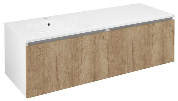 Sapho Sapho, dulap LOREA cu chiuveta 141x46x51,5cm (70+70cm), stanga, stejar Alabama/alb mat, LE070-2231-L-05