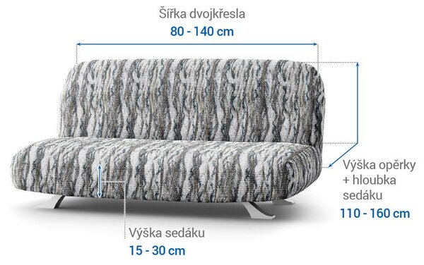Huse bielastice OCEANO NOU gri-albăstrui 2fotoliu cu manere de lemn (l. 80 -140 cm)