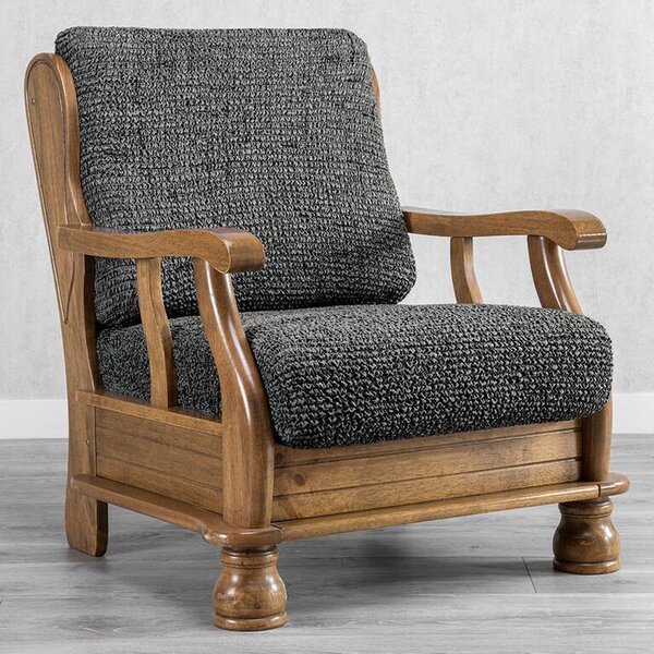 Huse bielastice VITTORIA gri fotoliu cu manere de lemn (l. 40 - 70 cm)