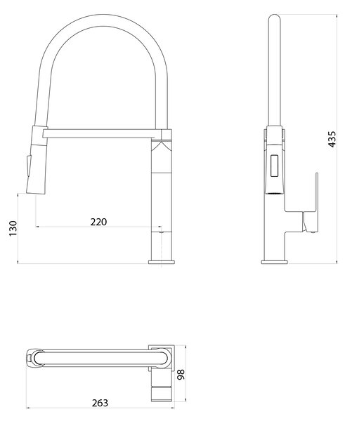 Sapho Sapho, baterie chiuvetă independentă MAYA cu pulverizator, negru mat, MA780B