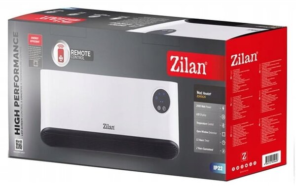 Aeroterma de perete Zilan ZLN5626 Alba, putere 2200W, ecran LED, detector de ferestre deschise