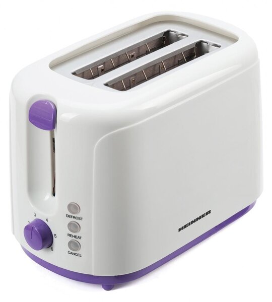 Prajitor de paine Heinner TP-750UV, 750W, 6 nivele de rumenire, 3 functii, control variabil al temperaturii, oprire automata, violet