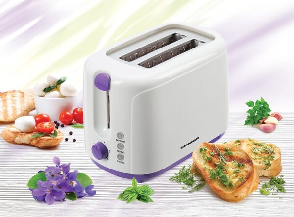 Prajitor de paine Heinner TP-750UV, 750W, 6 nivele de rumenire, 3 functii, control variabil al temperaturii, oprire automata, violet