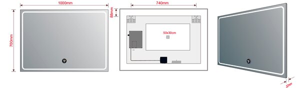 Sapho Sapho, oglindă GEMINI cu iluminare LED 100x70cm, funcții inteligente, GM100K