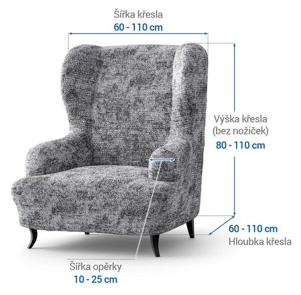 Huse bielastice MARMO gri fotoliu clasic (l. 60 - 110 cm)
