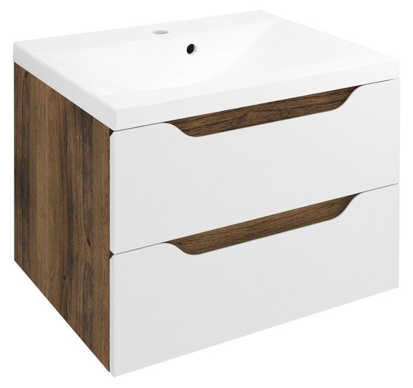Sapho Sapho, Dulap lavoar WAVE 60x65x47.8cm, alb/stejar Collingwood, WA060-3019