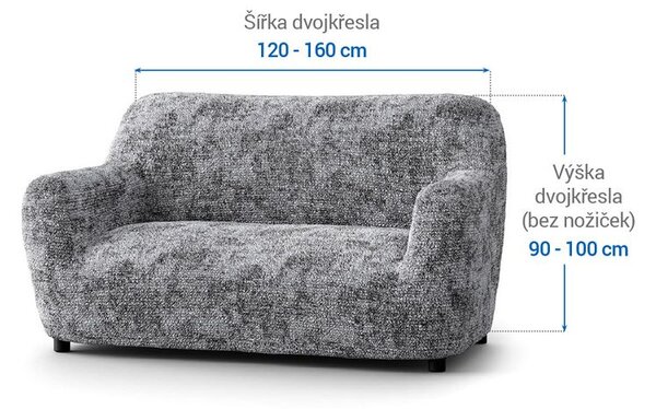 Huse bielastice MARMO gri fotoliu dublu (l. 120 - 160 cm)