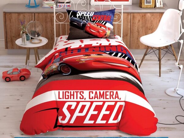 Lenjerie de pat 3 piese bumbac 100% ranforce, TAC Disney Cars Spectator