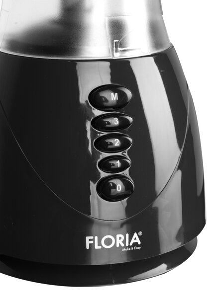 Blender FLORIA ZLN3080 Negru, Putere 300W, capacitate 1.5L, 3 viteze, Functie puls-Vas plastic