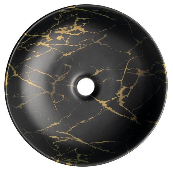 Sapho Sapho, chiuveta ceramica pe blat RONDANE, diametru 41cm, marmura portoro, AR435PT