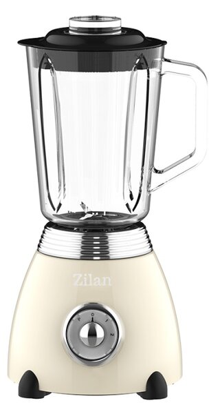 Blender Retro Zilan ZLN1207, putere 500W, capacitate 1.5L, 2 trepte de viteza, functie Pulse, vas din sticla, lame din otel inoxidabil