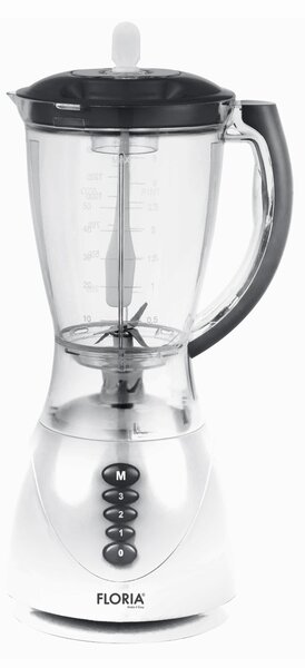 Blender FLORIA ZLN3081 ALB, Putere 300W, capacitate 1.5L, 3 viteze, Functie pulss, vas de plastic