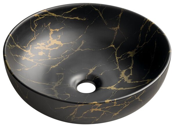 Sapho Sapho, chiuveta ceramica pe blat RONDANE, diametru 41cm, marmura portoro, AR435PT
