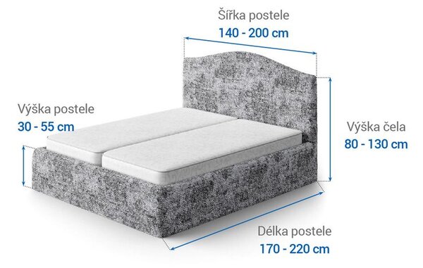 Huse bielastice MARMO gri pat (l. 140 - 200 cm)