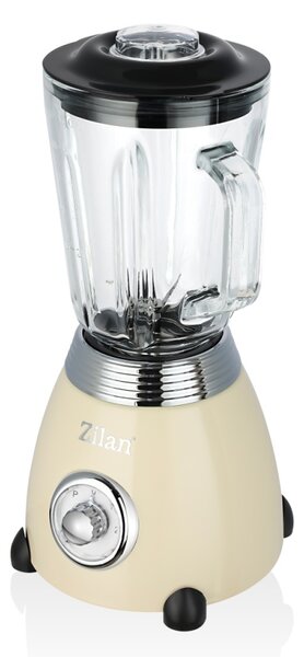 Blender Retro Zilan ZLN1207, putere 500W, capacitate 1.5L, 2 trepte de viteza, functie Pulse, vas din sticla, lame din otel inoxidabil