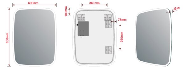 Sapho Sapho, oglindă TONG cu iluminare LED 60x80cm, TN6080