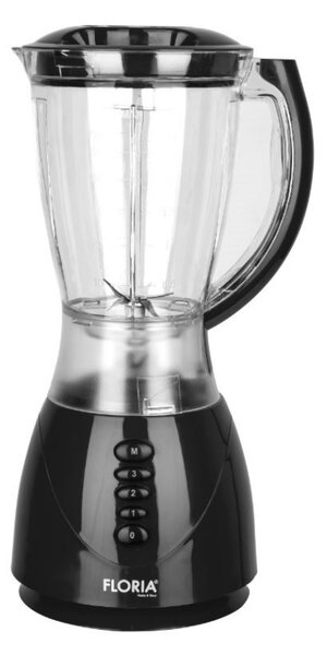 Blender FLORIA ZLN3080 Negru, Putere 300W, capacitate 1.5L, 3 viteze, Functie puls-Vas plastic