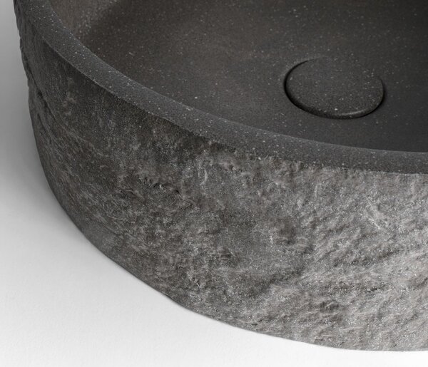 Sapho Sapho, lavoar din beton ISPIR cu scurgere, 40 cm, granit negru, AR476