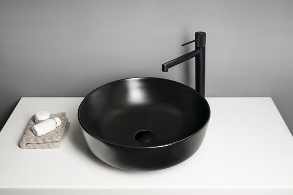 Sapho Sapho, lavoar ceramic de blat RONDEA diametru 41cm, negru mat, AR445B