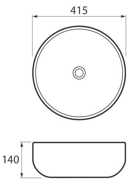 Sapho Sapho, lavoar ceramic de blat RONDEA diametru 41cm, negru mat, AR445B