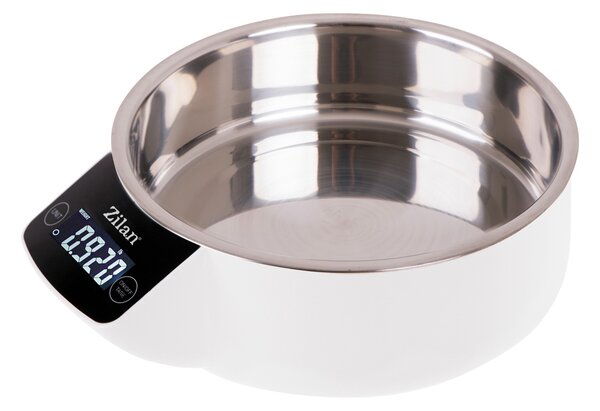 Cantar alimentar Zilan ZLN2977 Alb, ecran digital, bol de 900ml, capacitate maxima de 5 kg