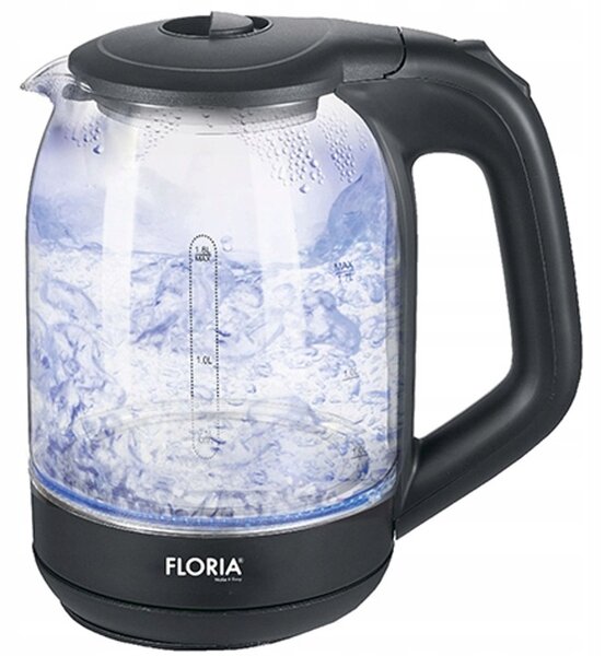 Cana fierbator din sticla FLORIA ZLN3505, Leduri iluminare apa, Putere 1500 W, Capacitate 1.8L