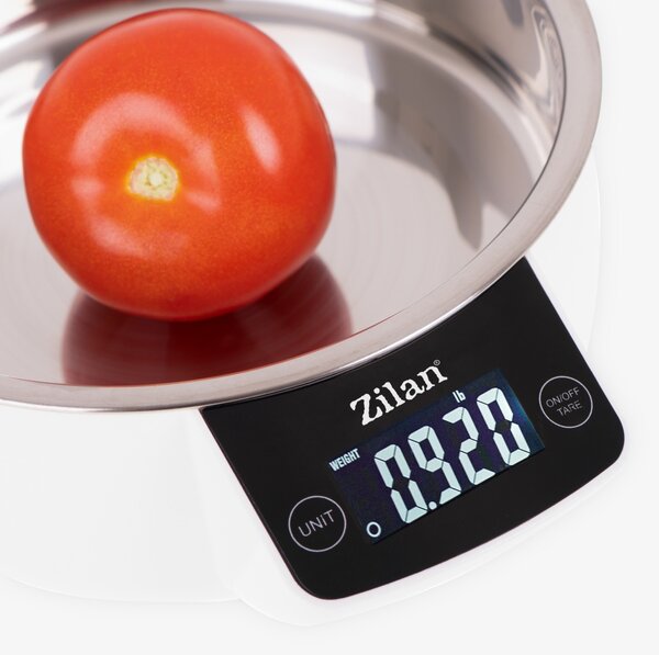Cantar alimentar Zilan ZLN2977 Alb, ecran digital, bol de 900ml, capacitate maxima de 5 kg