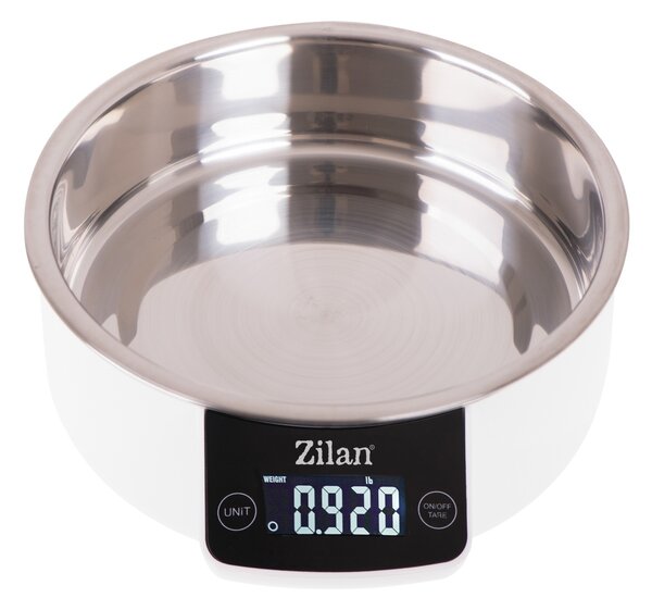Cantar alimentar Zilan ZLN2977 Alb, ecran digital, bol de 900ml, capacitate maxima de 5 kg