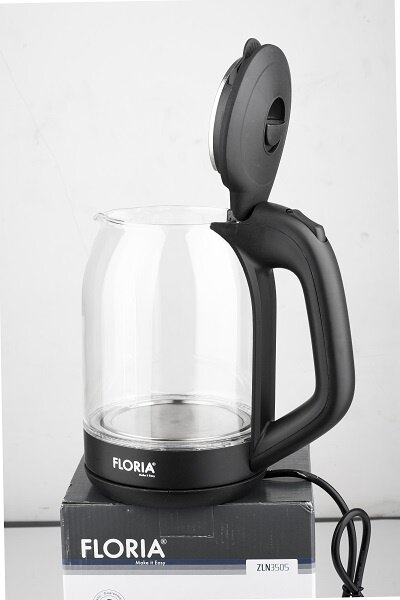 Cana fierbator din sticla FLORIA ZLN3505, Leduri iluminare apa, Putere 1500 W, Capacitate 1.8L