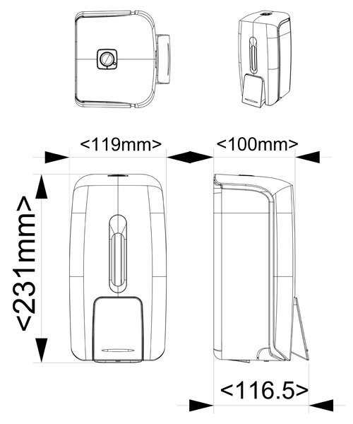 Aqualine Aqualine, dozator de săpun lichid OLMO 800ml, alb, 1318-47