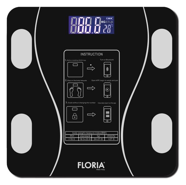 Cantar corporal Zilan ZLN8962 din sticla securizata, capacitate 3-180kg, Aplicatie OKOK, Display LCD