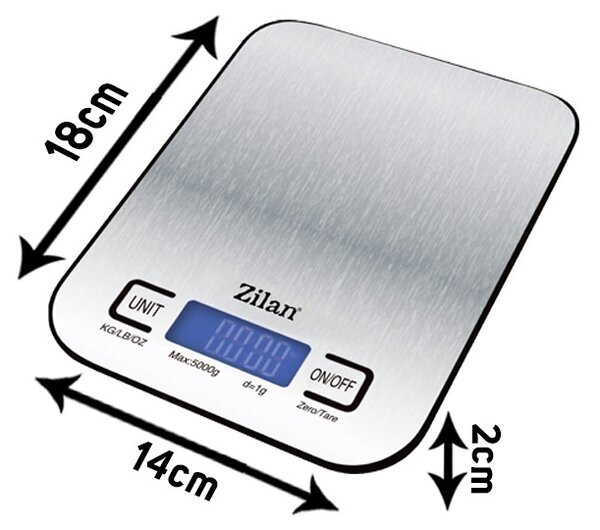 Cantar alimentar digital Zilan ZLN2984 Gri, capacitate 5000g, inchidere automata