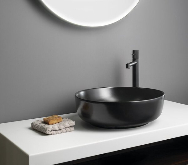 Sapho Sapho, lavoar ceramic de blat RONDEA diametru 41cm, negru mat, AR445B