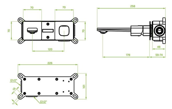 Laveo Tores, baterie de lavoar ascuns, grafit, LAV-BVT_922P