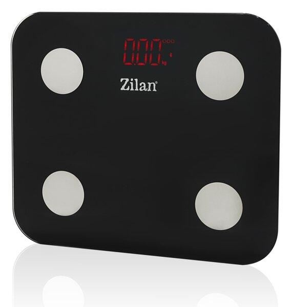 Cantar corporal Zilan ZLN9007 din sticla securizata, capacitate 3-180kg, Aplicatie OKOK, Display LED