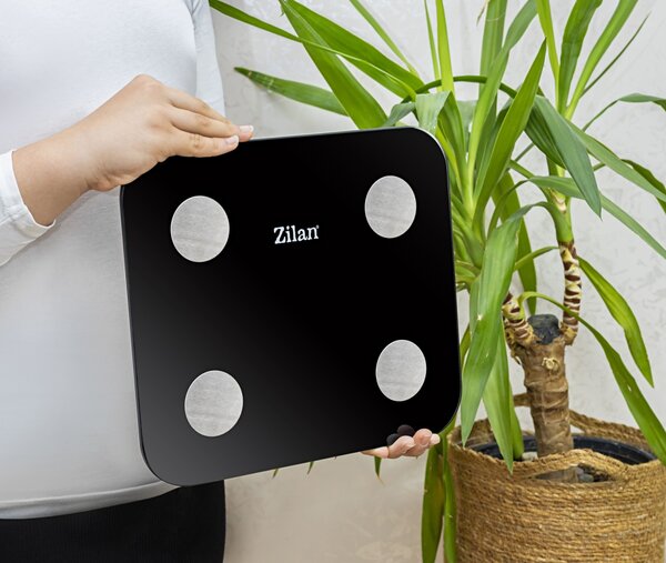 Cantar corporal Zilan ZLN9007 din sticla securizata, capacitate 3-180kg, Aplicatie OKOK, Display LED
