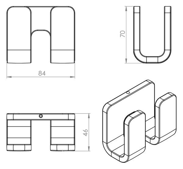 Gedy Gedy, cârlig dublu OUTLINE, negru mat, 322814