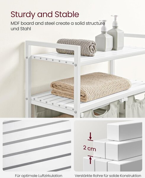 Cos de rufe Vasagle Alb 46L, 73 x 33 x 92 cm