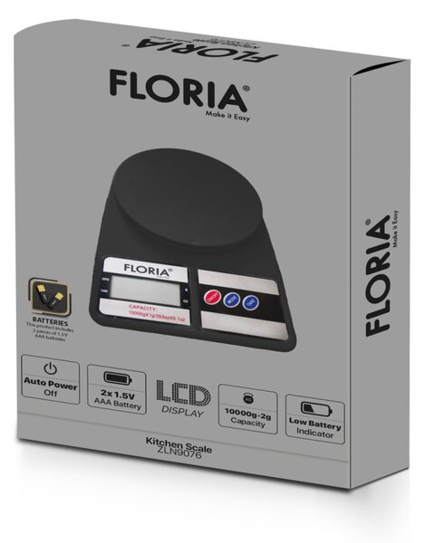 Cantar de bucatarie digital Floria ZLN9076, Capacitate 2g-10.000g, Display LCD, Maxim 10kg