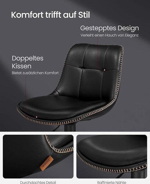 Set 2 scaune de bar reglabile Songmics Negru 38x44.5x115 cm