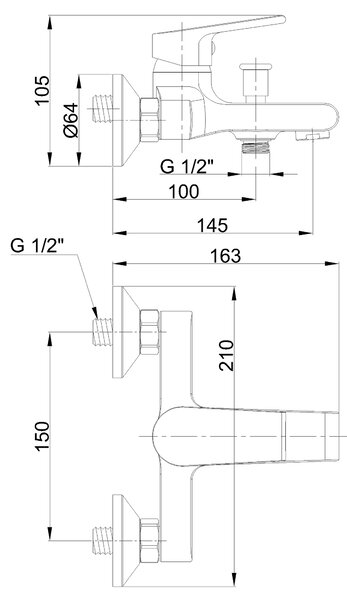 Invena Kalon, baterie de baie, 150 mm, cromată, INV-BW-42-001-X Leták: https://cloud.invena.pl/s/nnXaZKg3crBrRkz/download?path=%2FPliki%20do%20strony%20www%2FBW-42-001-X/Inne/BW-42-001-X-ulotka-ENG…