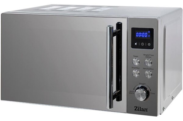 Cuptor cu microunde digital Zilan ZLN1238, Putere 700W, Capacitate 20L, Functie de dezghetare, Panou din inox, Afisaj digital