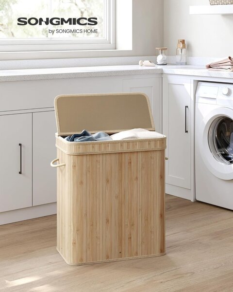 Cos de rufe Songmics, Bej, LCB063N01, 54.5 x 34.5 x 61 cm