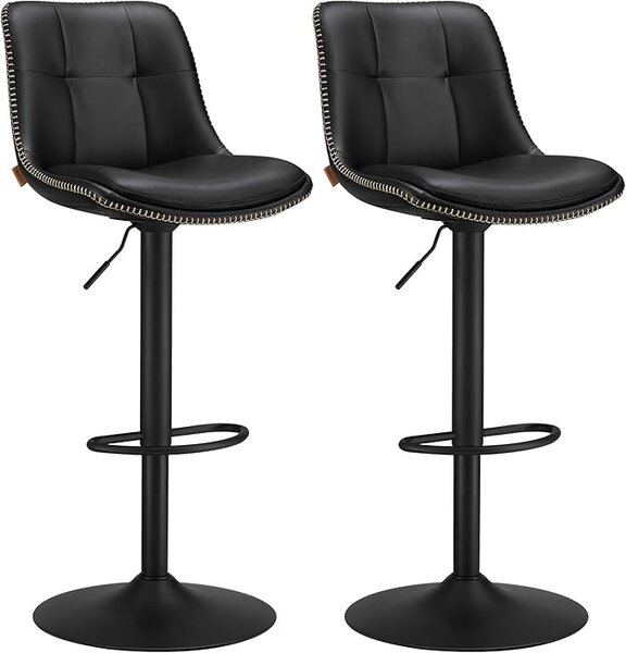 Set 2 scaune de bar reglabile Songmics Negru 38x44.5x115 cm