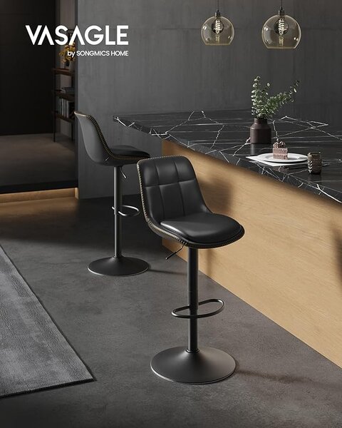 Set 2 scaune de bar reglabile Songmics Negru 38x44.5x115 cm