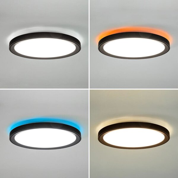 BRUMBERG Sunny Midi LED plafonieră cu LED-uri RC CCT negru, reglabil, Negru, Camera de zi / sufragerie, Aluminiu
