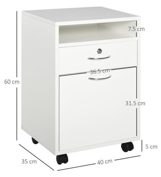 HOMCOM comoda din lemn, cu sertar, 40x35x60 cm, alb | Aosom Ro