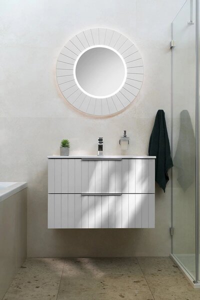 Sapho Sapho, oglindă rotundă LUMIRO STRIP cu iluminare LED în ramă, diametru 90cm, agila, LR950-4343S