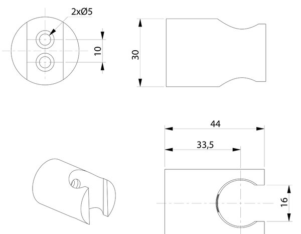 Sapho Sapho, Suport de duș rotund, solid, cupru mat, 1205-15PG