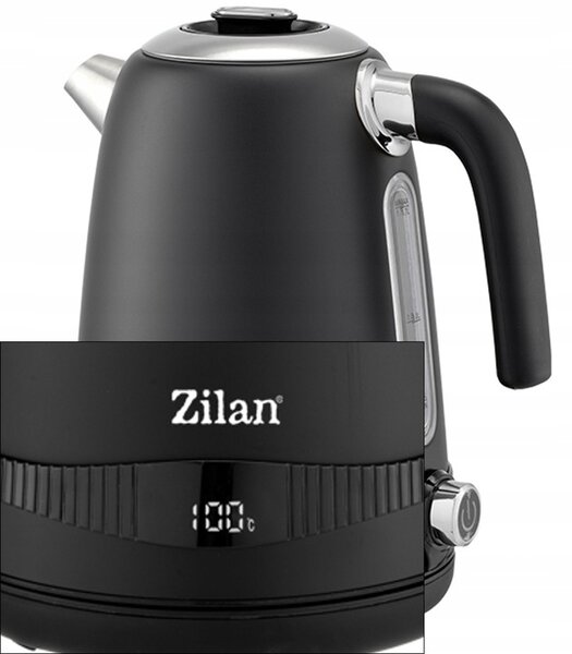 Fierbator electric din Inox Zilan ZLN1001 Negru, digital, 2200 W, 7 niveluri intre 40 - 100 grade celsius